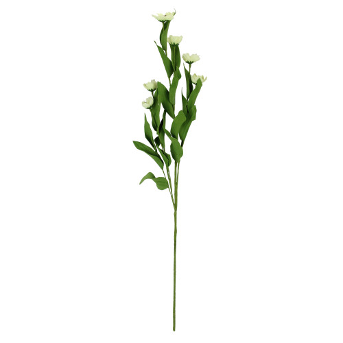 31" Green Artificial Long Stem Blooming Cream Country Poppy Flower Pick - IMAGE 1