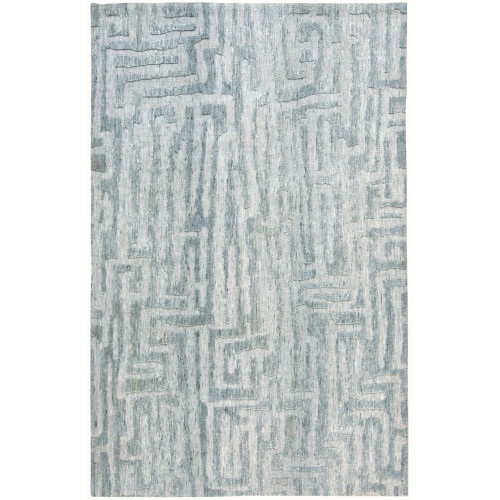 2' x 3' Misty Blue Abstract Geometric Rectangular Area Throw Rug - IMAGE 1