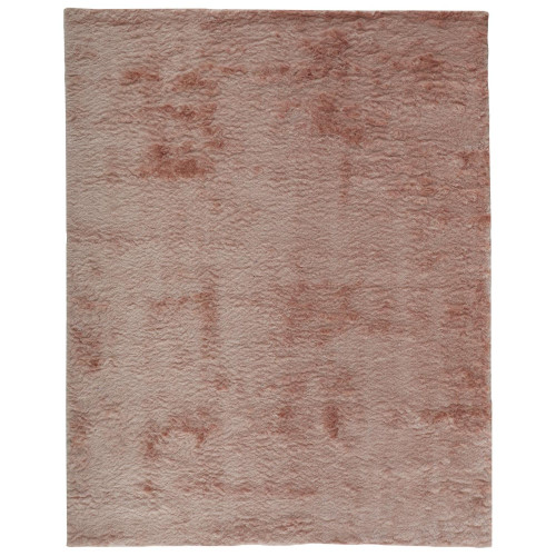 2' x 3.25' Salmon Pink Solid Rectangular Shag Area Throw Rug - IMAGE 1