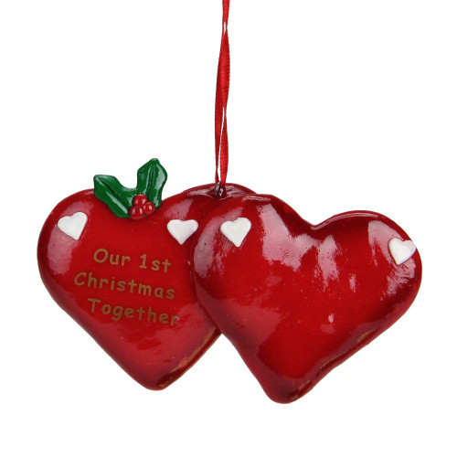 4.25"  Red Hearts "Our 1st Christmas Together" Christmas Ornament - IMAGE 1