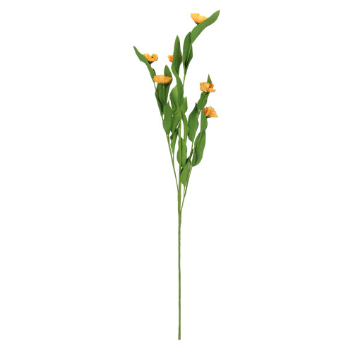 31" Green and Orange Blooming Artificial Country Poppy Flower Pick with Long Stem - IMAGE 1