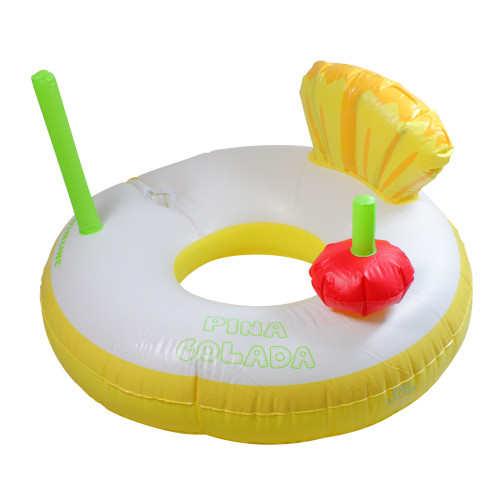 41" Yellow and White Piña Colada Inflatable Swimming Pool Inner Tube Ring Float - IMAGE 1