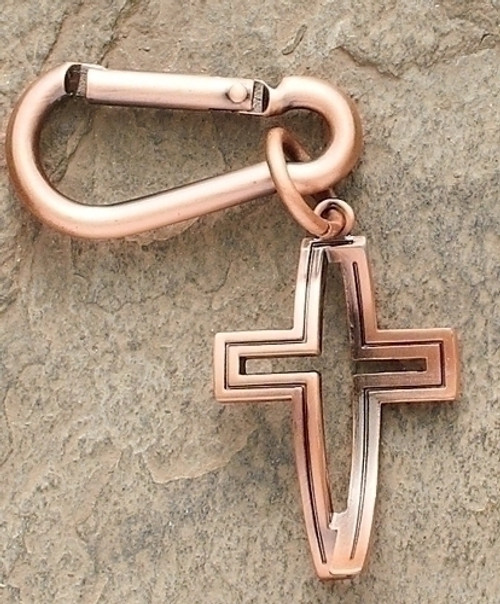 3.5" Dimensions of Christ Bronze Backpack Clip with CrossFish Charm - IMAGE 1