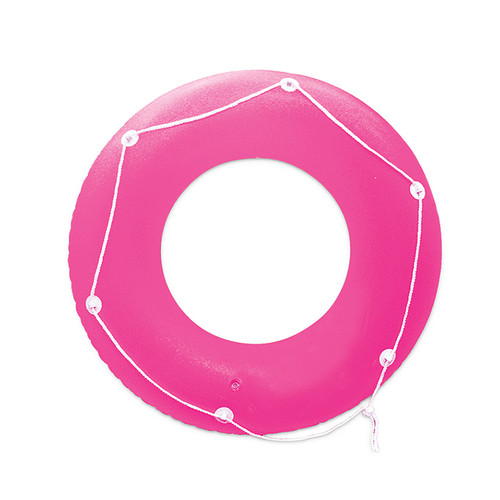 Inflatable Pink Neon Frost Swimming Pool Inner Tube with Perimeter Rope, 47-Inch - IMAGE 1