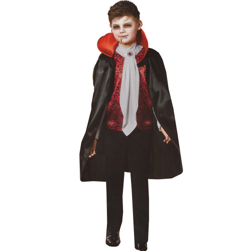 Black and Red Little Vampire Boys Children's Halloween Costume - Medium, 7-10 Years - IMAGE 1