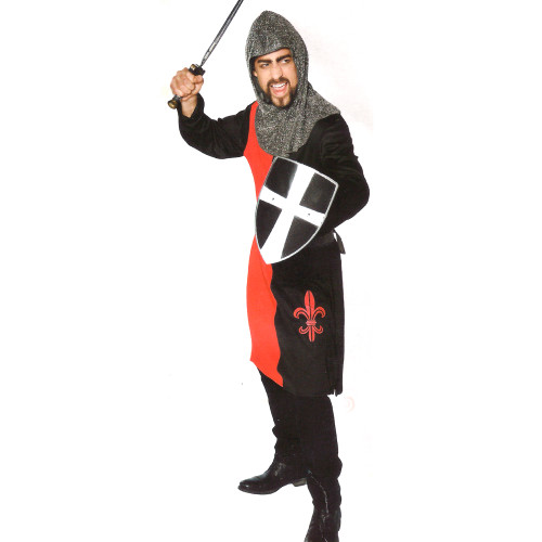 Red and Black Knight Men Adult Halloween Costume - Large - IMAGE 1