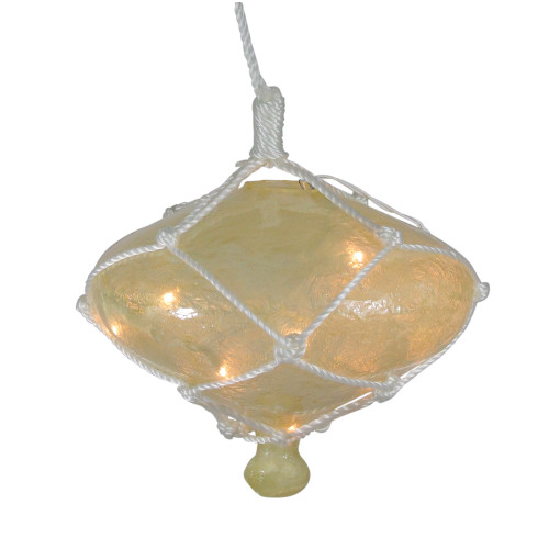 11" Beige Lighted Roped Onion Drop Outdoor Patio Christmas Decor - White Wire - IMAGE 1