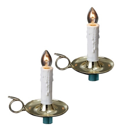 5 Candle with Golden Trays C7 Christmas Lights - 5 ft Green Wire - IMAGE 1