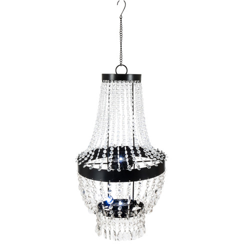 22.25" Clear and Black Solar Beaded Elegant Metal Chandelier - IMAGE 1