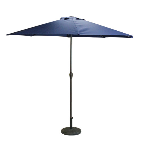 8ft Outdoor Patio Market Umbrella with Hand Crank and Tilt, Navy Blue - IMAGE 1