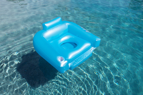 58.5" Inflatable Sky Blue Swimming Pool Lounger Float with Cup Holder ...