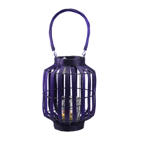 20" Tropicalia Deep Purple Cabana Tiki Bar Votive Candle Holder Lantern - IMAGE 1
