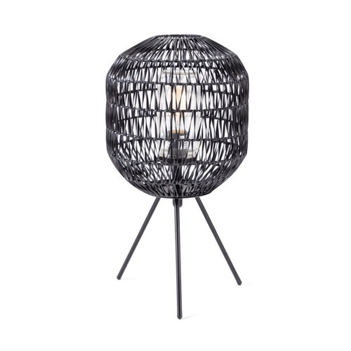 22.25" Black Turin Outdoor Woven Table Lamp - IMAGE 1