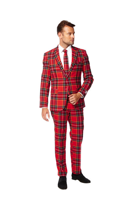 Red and Black Plaid Lumberjack Men's Adult Christmas Suit - US52 - IMAGE 1
