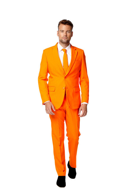 Orange Classic Men's Adult Solid Slim Fit Suit - US50 - IMAGE 1