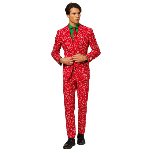 Red and White Iconicool Men's Adult Christmas Suit - US44 - IMAGE 1