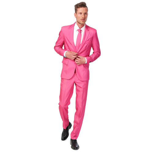 Pink Classic Men's Adult Prom Slim Fit Suit - Medium - IMAGE 1