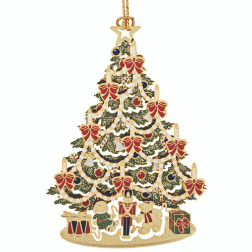 3.25" Green, Red, and Beige Gold Holiday Collections Classic Christmas Tree Ornament - IMAGE 1