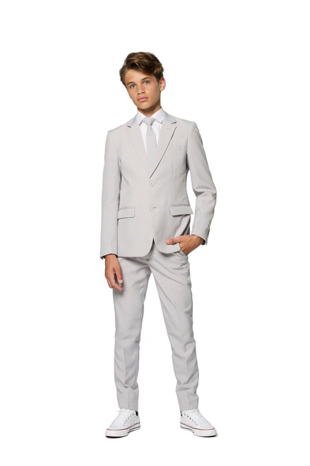 Groovy Gray Classic Teen Boys Slim Fit Solid Suit - 14Y - IMAGE 1