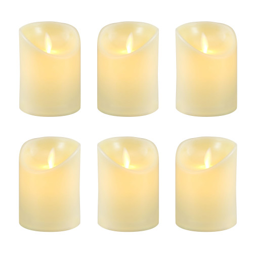 Set of 6 Beige Unique Battery Operated LED Candles with Moving Flame, 3" - IMAGE 1