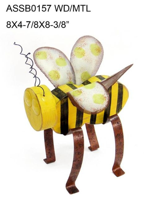 Set of 2 Yellow and Brown Bee Contemporary Tabletop Decors 8.25" - IMAGE 1