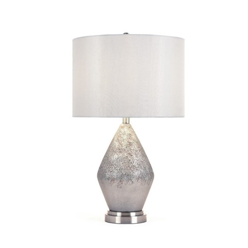 27" White and Silver Delanie Ceramic Table Lamp - IMAGE 1