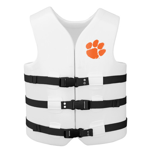 48" White NCAA Clemson University USCG Approved Vinyl Life Jacket Vest - IMAGE 1