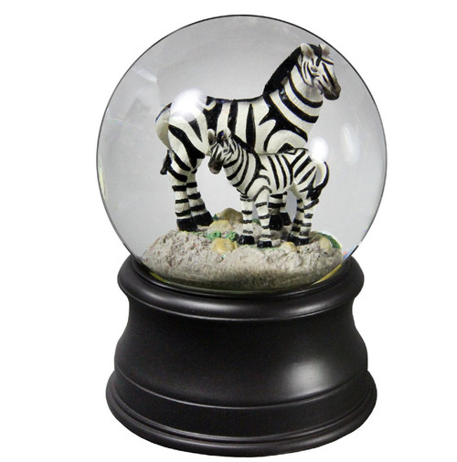 6" Mother and Baby Zebra Musical Water Globe - IMAGE 1