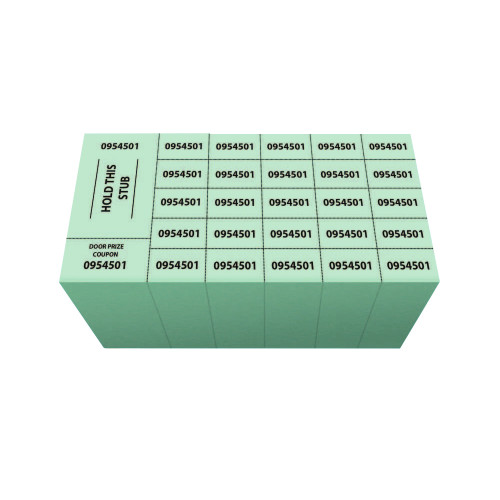 Club Pack of 501 Green Chinese Auction Ticket with Black Ink 9” - IMAGE 1