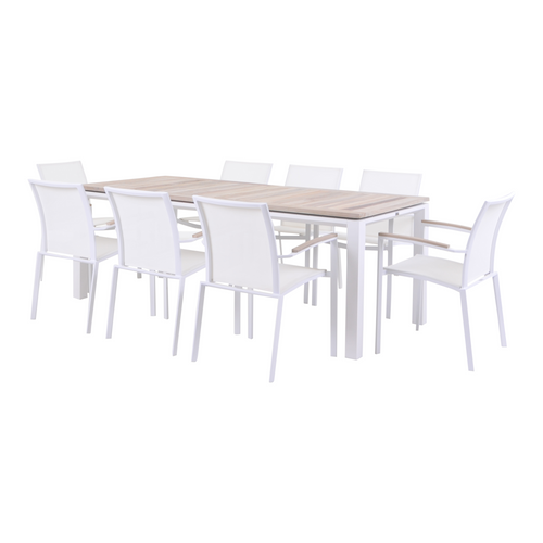 33.75 White Timber 9 Piece Outdoor Patio Dining Set - IMAGE 1