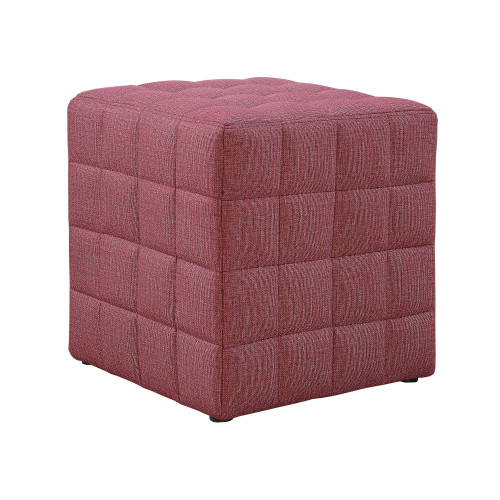 17" Red Contemporary Cubic Upholstered Ottoman - IMAGE 1