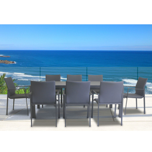 9 PIECE PATIO SENSE DINING SET - CARBON FABRIC 83" - IMAGE 1