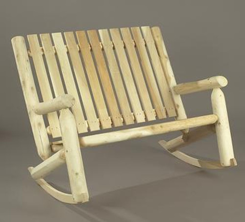 46" Natural Cedar Log Style Outdoor Wooden Double High Back Rocking Chair - IMAGE 1