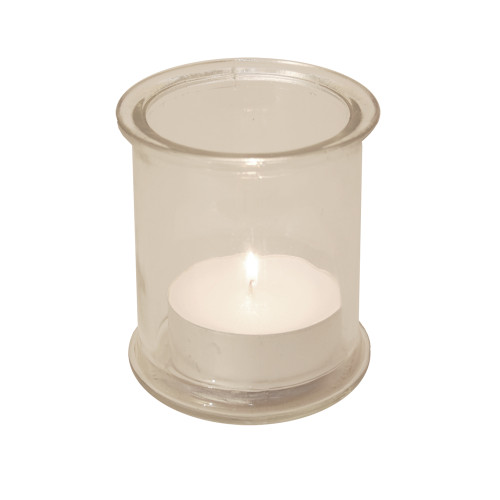 Set of 12 White Extra Large Unscented Tea Lights with 4 Clear Candle Holders 3.5” - IMAGE 1