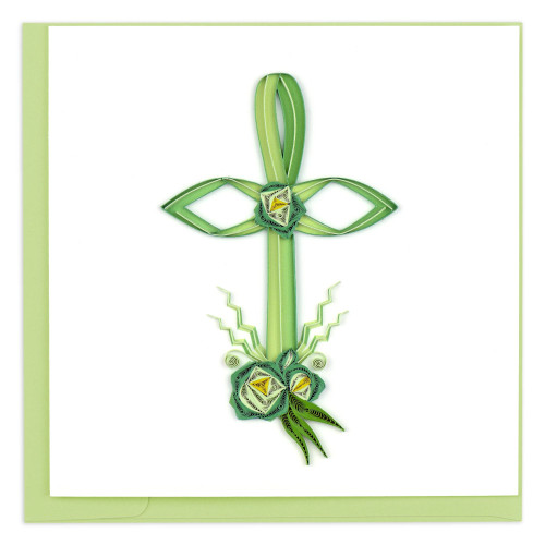 6" Green and White Palm Sunday Square Easter Greeting Card - IMAGE 1