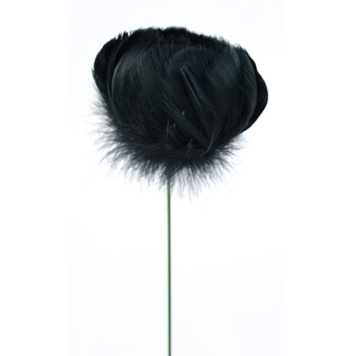 Pack of 4 Black Goose Satinette Peony Flower Wire Stems 21" - IMAGE 1