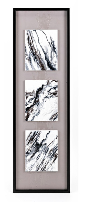 53.5" Neutral Colored Abstract Styled Three-in-one Framed Oil Painting Wall Decor - IMAGE 1