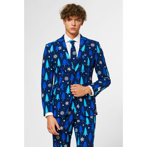 Blue and White Unique Men's Adult Christmas Suit - US50 - IMAGE 1