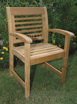 37" Natural Teak Outdoor Patio Dining Wooden Westerly Chair with Arms - IMAGE 1
