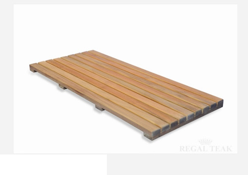 Solid Natural Honey Teak Raised Rectangular Spa Bath Mat 32"x14" - IMAGE 1