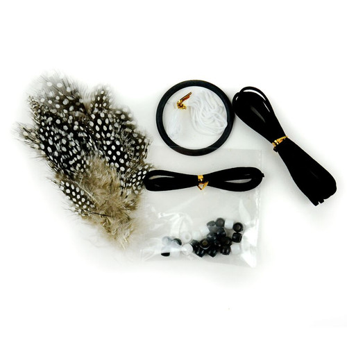 Black and white Guinea Dream Catcher DIY Kit - IMAGE 1