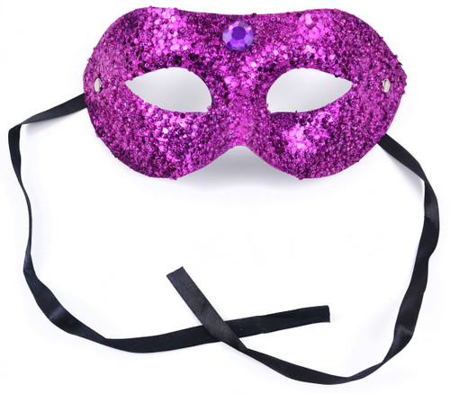 7.5" Purple Glitter Half Mask with Tie - IMAGE 1