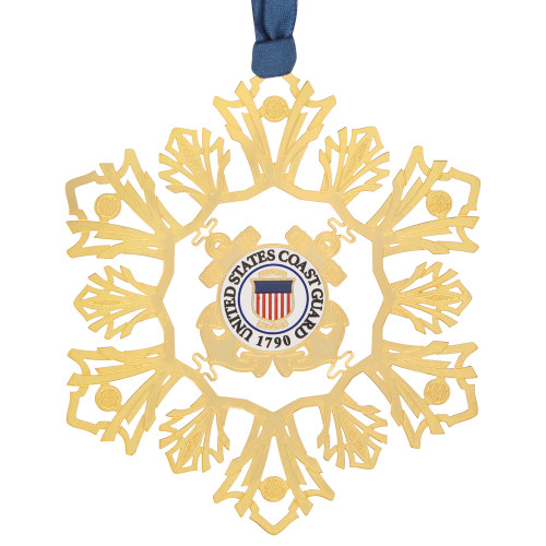 3.5" United States Coast Guard Snowflake Christmas Ornament - IMAGE 1