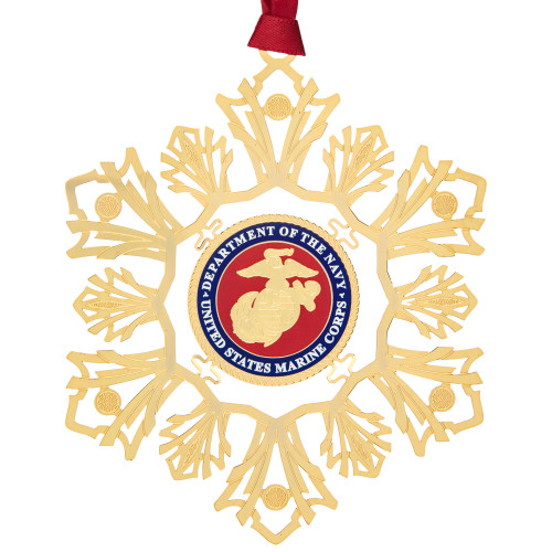 3.5" United States Marine Corps Snowflake Christmas Ornament - IMAGE 1