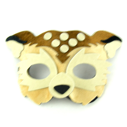 7" Yellow and Brown Furry Deer Mask - IMAGE 1