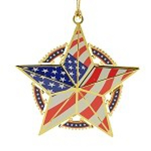 ChemArt 3" Collectible Keepsakes Red, White and Blue Star with Flag Christmas Ornament - IMAGE 1