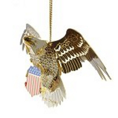 ChemArt 4.5" Collectible Keepsakes Bald Eagle with Stars and Stripes Shield Christmas Ornament - IMAGE 1