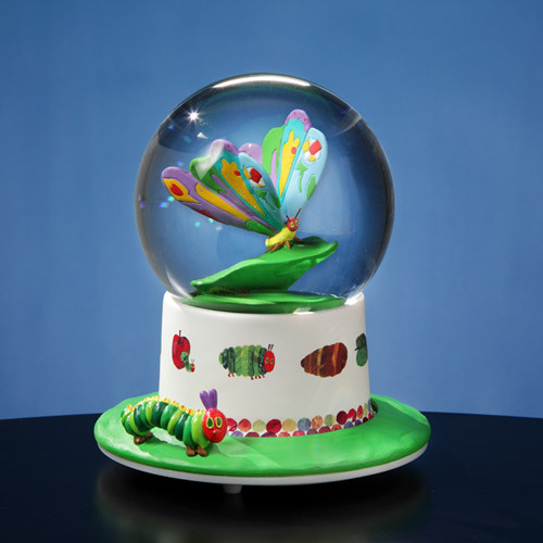 7" Musical The Very Hungry Caterpillar and Butterfly Water Globe Glittering Snow Dome - IMAGE 1