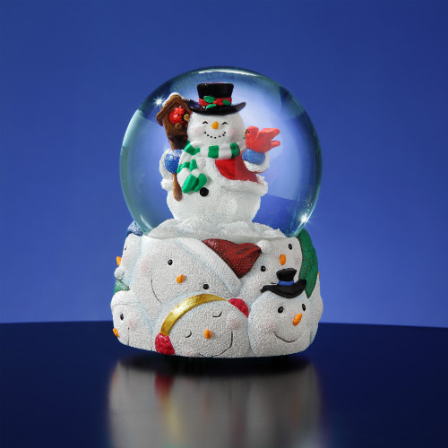 5.5" Whimsical Snowman Face Christmas Snow Globe - IMAGE 1