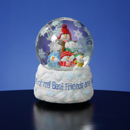 5.75" Humorous Snowman "Best Friends Are Flakes" Snow Globe - IMAGE 1